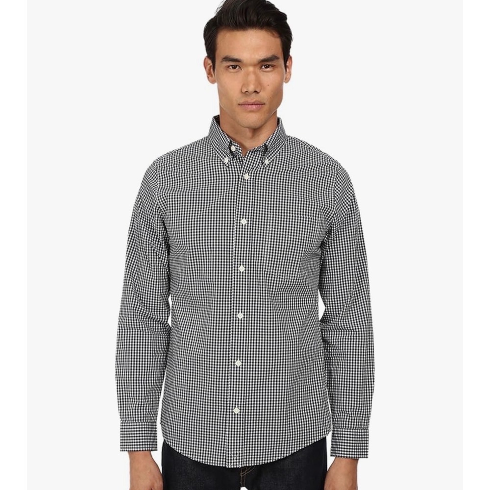 Jack Spade Ernest Gingham Shirt Button Down Black/White Mens Sz M Office Preppy